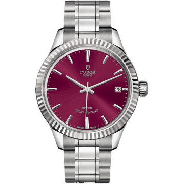 Style 34 Stainless Steel / Fluted / Burgundy / Bracelet