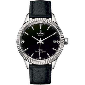 Style 34 Stainless Steel / Fluted / Black-Diamond / Strap
