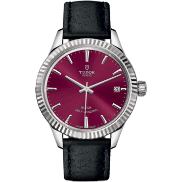 Style 34 Stainless Steel / Fluted / Burgundy / Strap