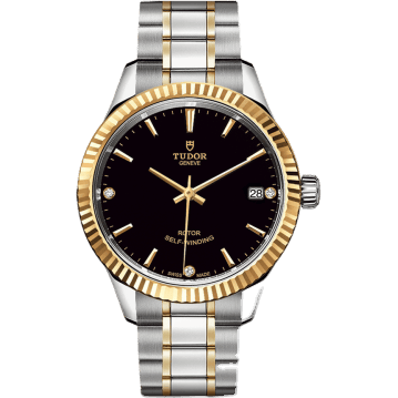 Style 34 Stainless Steel / Yellow Gold / Fluted / Black-Diamond / Bracelet
