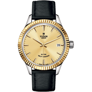 Style 34 Stainless Steel / Yellow Gold / Fluted / Champagne / Strap