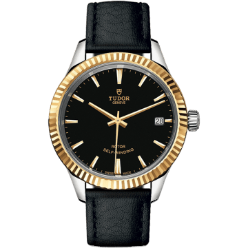 Style 34 Stainless Steel / Yellow Gold / Fluted / Black / Strap