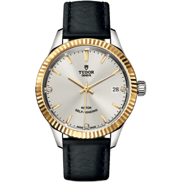 Style 34 Stainless Steel / Yellow Gold / Fluted / Silver-Diamond / Strap