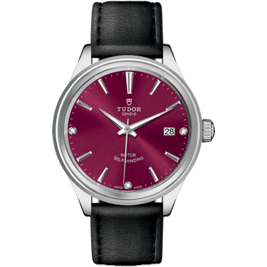 Style 38 Stainless Steel / Burgundy-Diamond / Strap