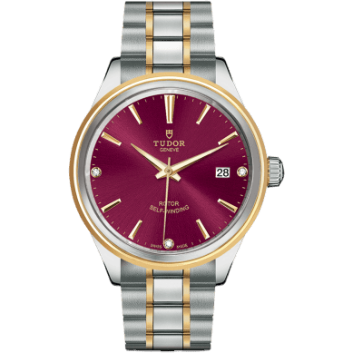 Style 38 Stainless Steel / Yellow Gold / Burgundy-Diamond / Bracelet