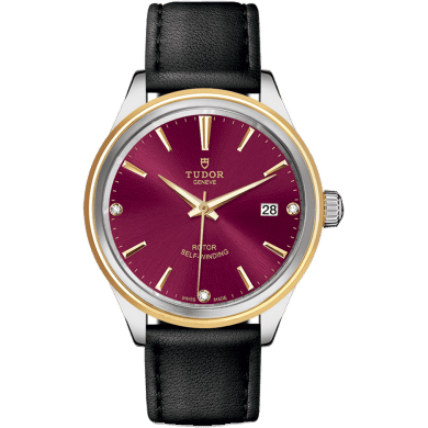 Style 38 Stainless Steel / Yellow Gold / Burgundy-Diamond / Strap