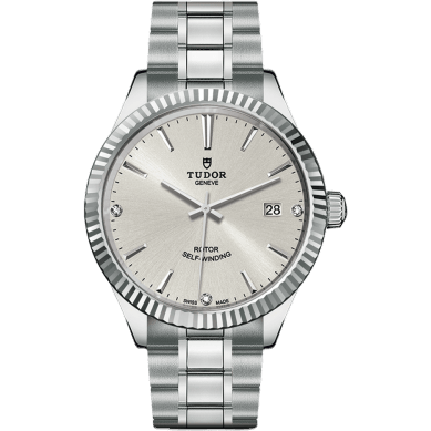 Style 38 Stainless Steel / Fluted / Silver-Diamond / Bracelet