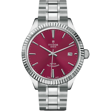 Style 38 Stainless Steel / Fluted / Burgundy / Bracelet