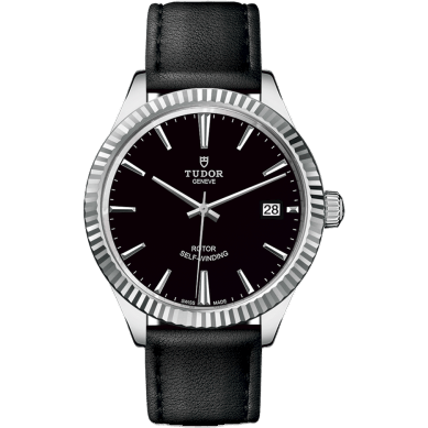 Style 38 Stainless Steel / Fluted / Black / Strap