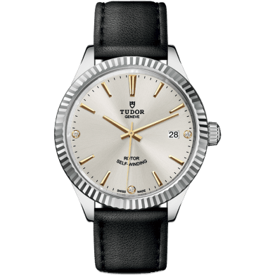 Style 38 Stainless Steel / Fluted / Silver-Diamond / Strap