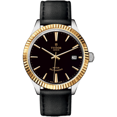 Style 38 Stainless Steel / Yellow Gold / Fluted / Black / Strap