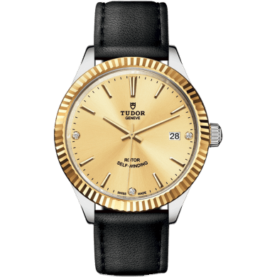 Style 38 Stainless Steel / Yellow Gold / Fluted / Champagne-Diamond / Strap