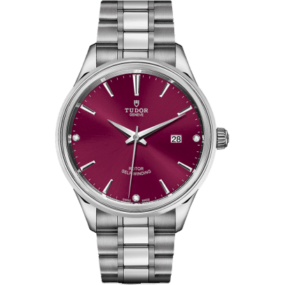 Style 41 Stainless Steel / Burgundy-Diamond / Bracelet