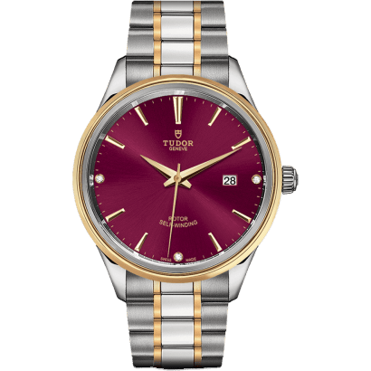 Style 41 Stainless Steel / Yellow Gold / Burgundy-Diamond / Bracelet