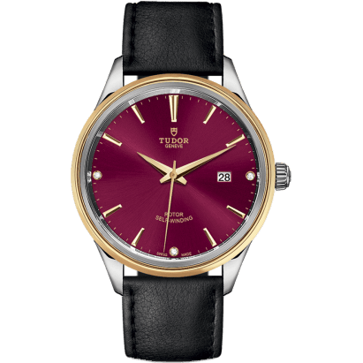 Style 41 Stainless Steel / Yellow Gold / Burgundy-Diamond / Strap