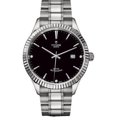 Style 41 Stainless Steel / Fluted / Black-Diamond / Bracelet