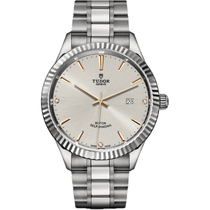 Style 41 Stainless Steel / Fluted / Silver-Diamond / Bracelet