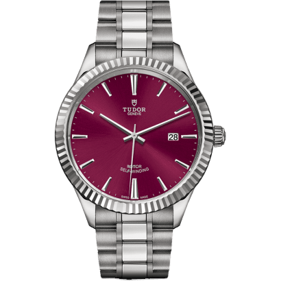Style 41 Stainless Steel / Fluted / Burgundy / Bracelet