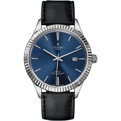 Style 41 Stainless Steel / Fluted / Blue / Strap