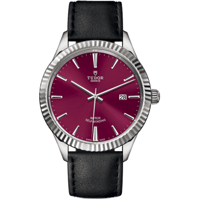 Style 41 Stainless Steel / Fluted / Burgundy / Strap