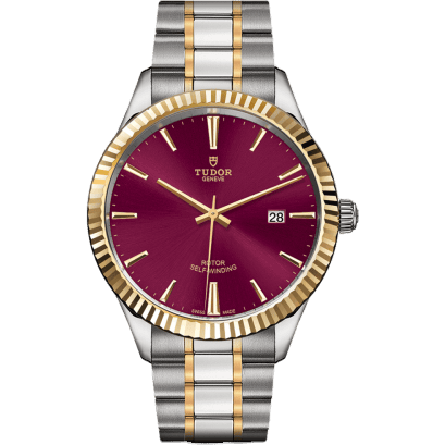 Style 41 Stainless Steel / Yellow Gold / Fluted / Burgundy / Bracelet