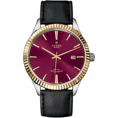 Style 41 Stainless Steel / Yellow Gold / Fluted / Burgundy / Strap