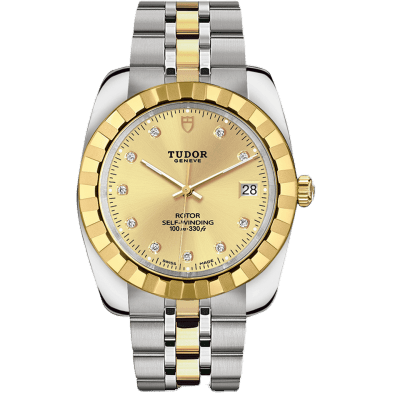 Classic 38 Stainless Steel / Yellow Gold / Fluted / Champagne-Diamond / Bracelet