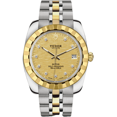 Classic 38 Stainless Steel / Yellow Gold / Fluted / Champagne-Diamond / Bracelet