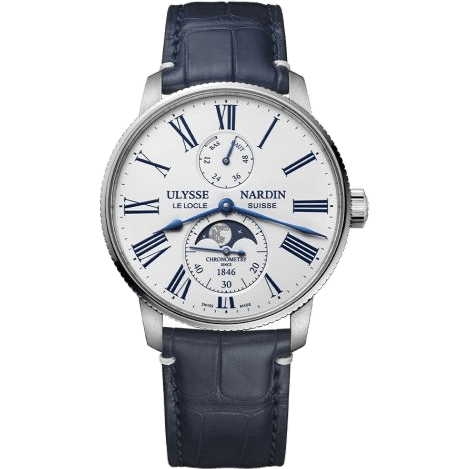 Marine Torpilleur Moonphase Stainless Steel / White / Alligator