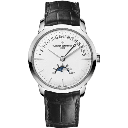 Patrimony Moon Phase and Retrograde Date White Gold / Silver