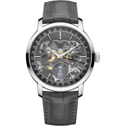 Traditionnelle Complete Calendar Openface White Gold