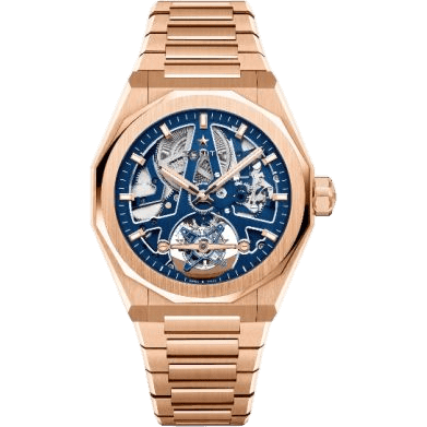 Defy Skyline Tourbillon Skeleton Rose Gold / Blue