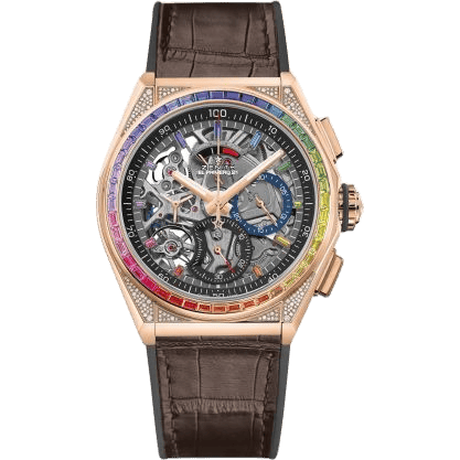 Defy El Primero 21 Rose Gold / Rainbow / Skeleton / Alligator