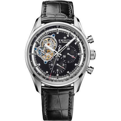 El Primero Chronomaster Open Stainless Steel / Black / Alligator