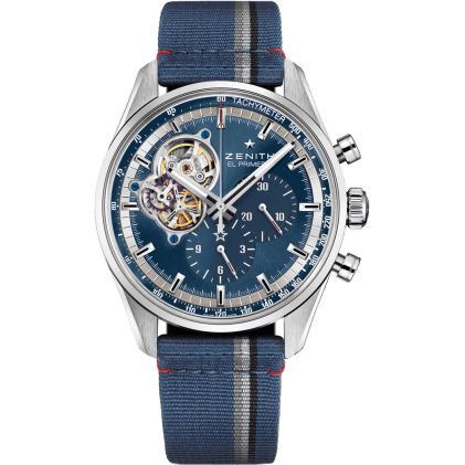 El Primero Chronomaster Open Stainless Steel / Blue / Fabric