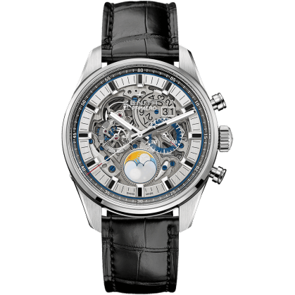 El Primero Chronomaster Grande Date Full Open Stainless Steel / Alligator