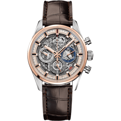 El Primero Chronomaster Full Open 38 Stainless Steel / Rose Gold / Alligator