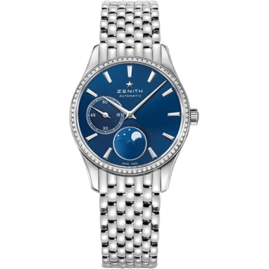 Elite Ultra Thin Lady Moonphase Blue / Diamond / Bracelet
