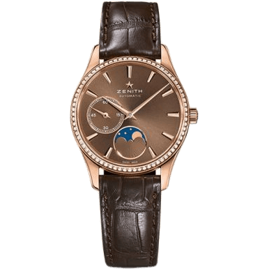 Elite Ultra Thin Lady Moonphase Rose Gold / Brown / Diamond